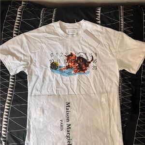MM6 Maison Margiela Logo And Cat Print T-Shirt White